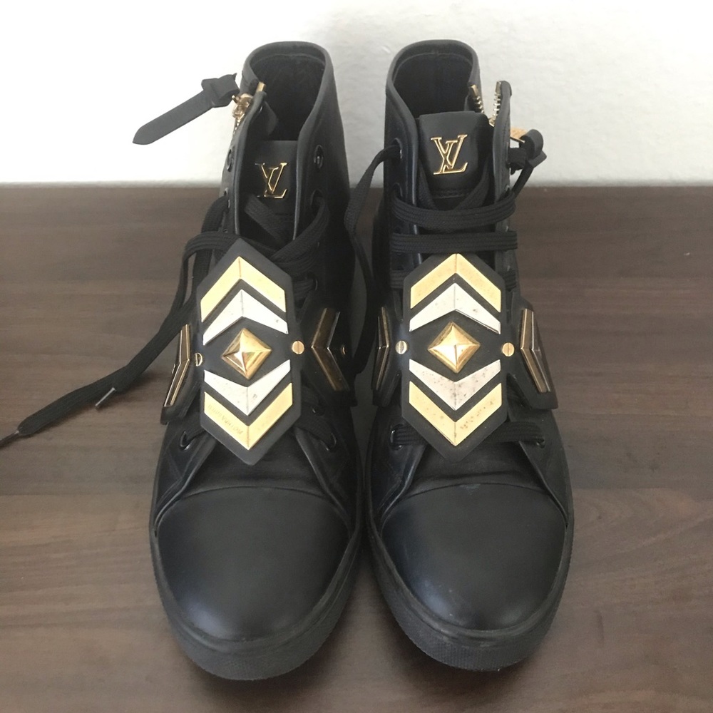 Louis Vuitton black gold sneakers